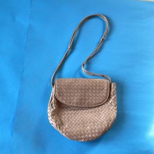 Bottega Venetta vintage 1980s cream leather woven bag